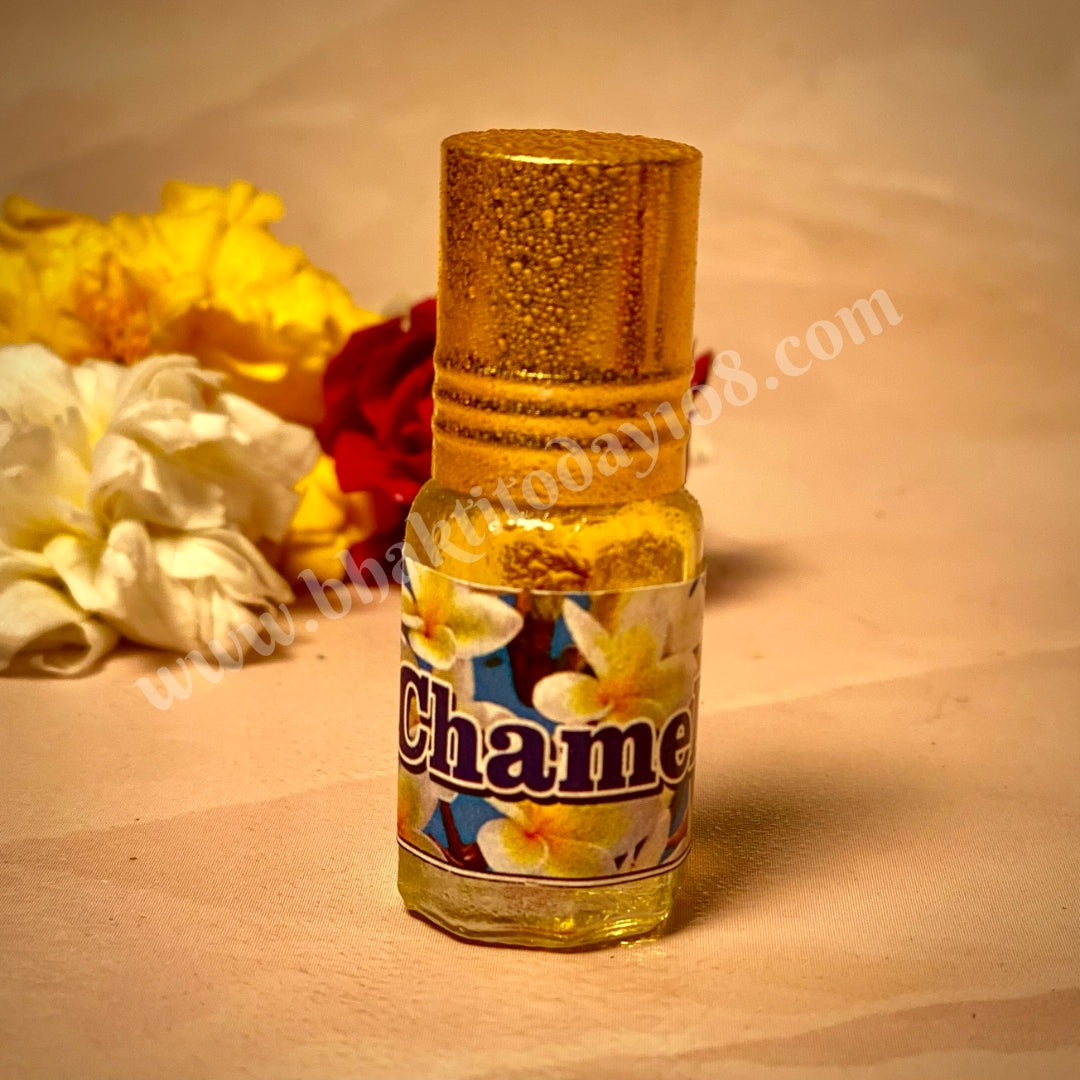 Pure Chameli Attar Perfume – 3ml natural jasmine fragrance in glass roll-on bottle, alcohol-free and ideal for daily wear or pooja