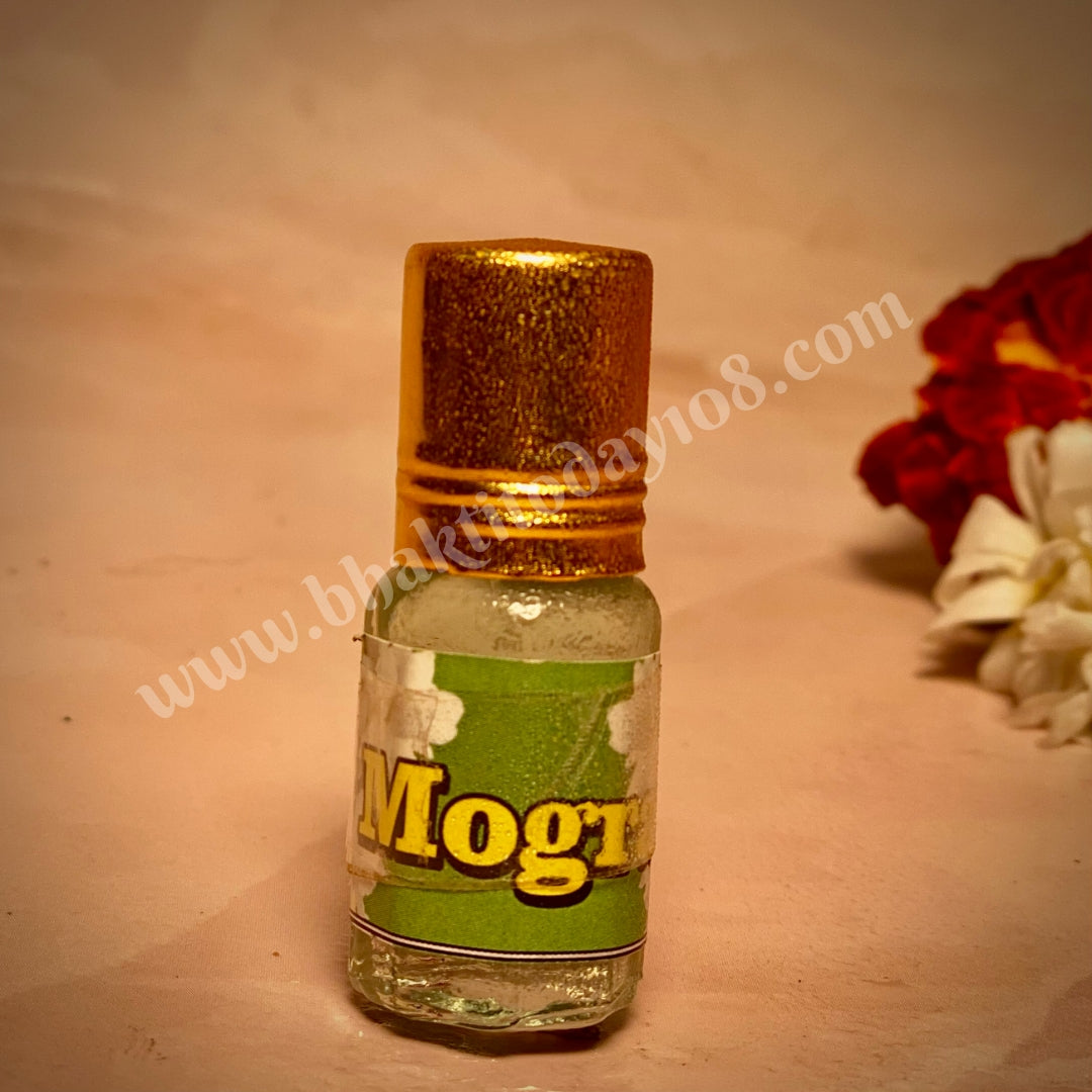 Pure Mogra Attar Perfume – 3ml natural jasmine fragrance in roll-on bottle, alcohol-free and ideal for daily wear, pooja, or meditation