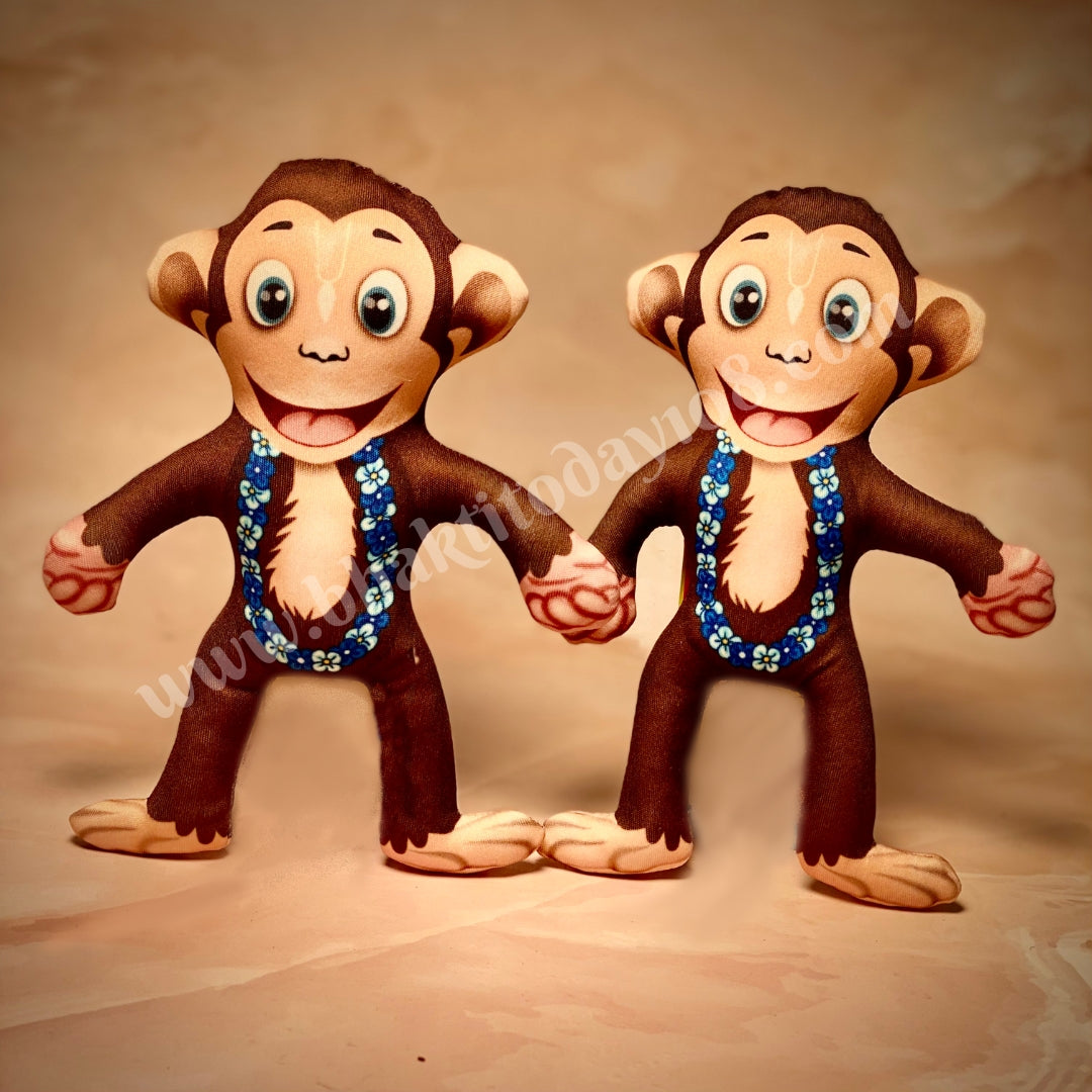 Soft toy monkeys designed as spiritual gifts for children – cute, cuddly, and symbolic, perfect for inspiring joy and values through playful devotion.