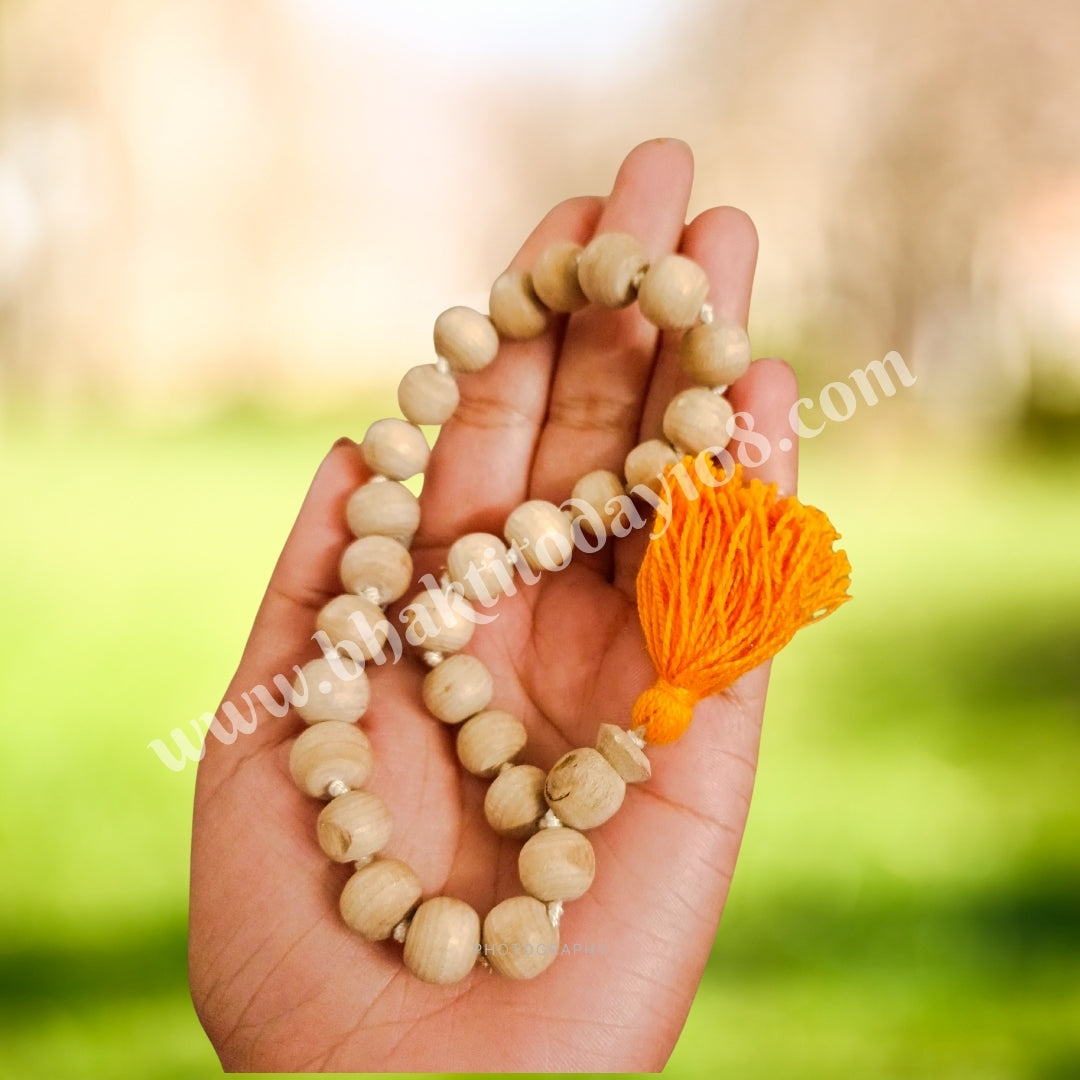 27 Beads Pure Tulsi Japa Mala, ideal for mantra chanting, meditation, and devotional practices.