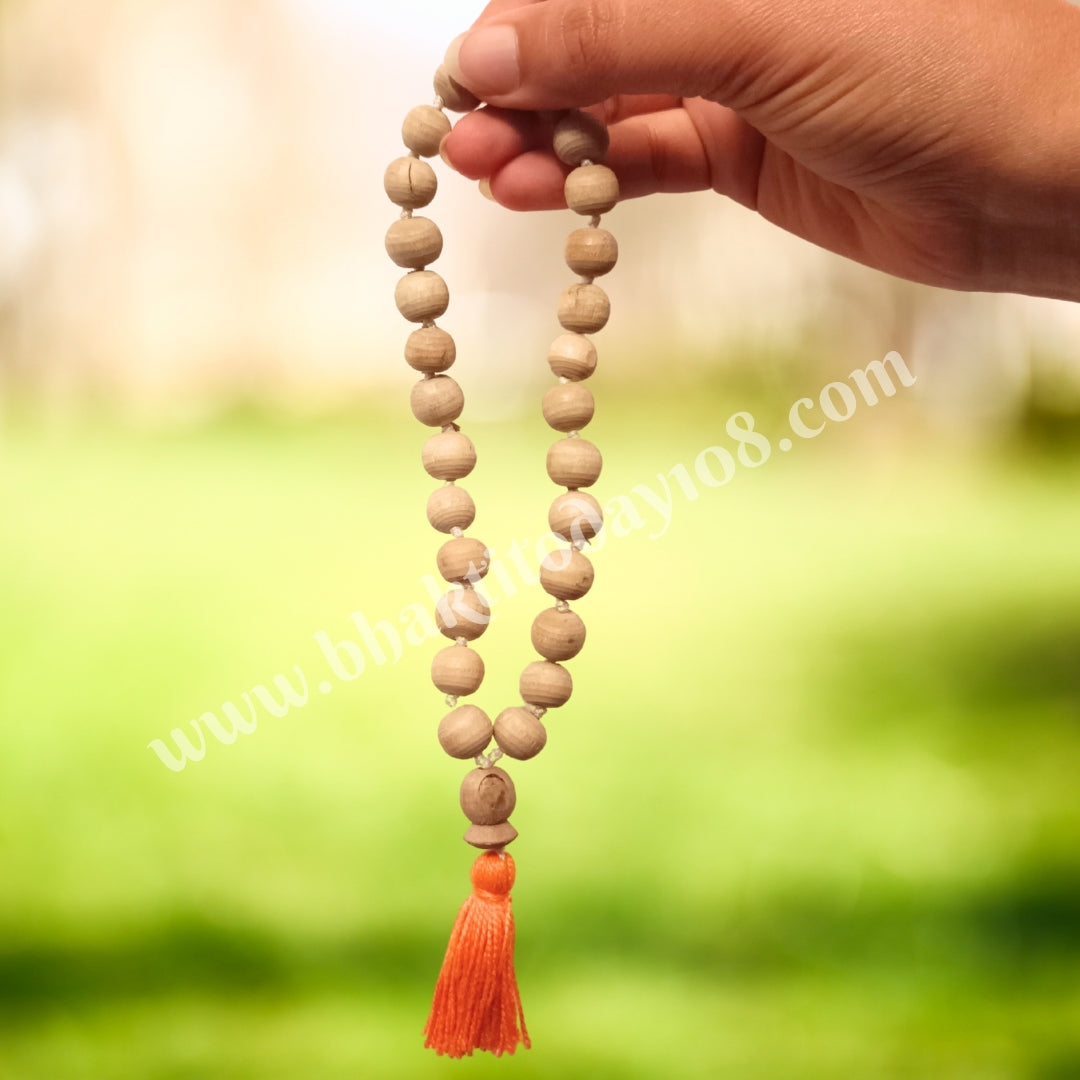 27 Beads Pure Tulsi Japa Mala, ideal for mantra chanting, meditation, and devotional practices.