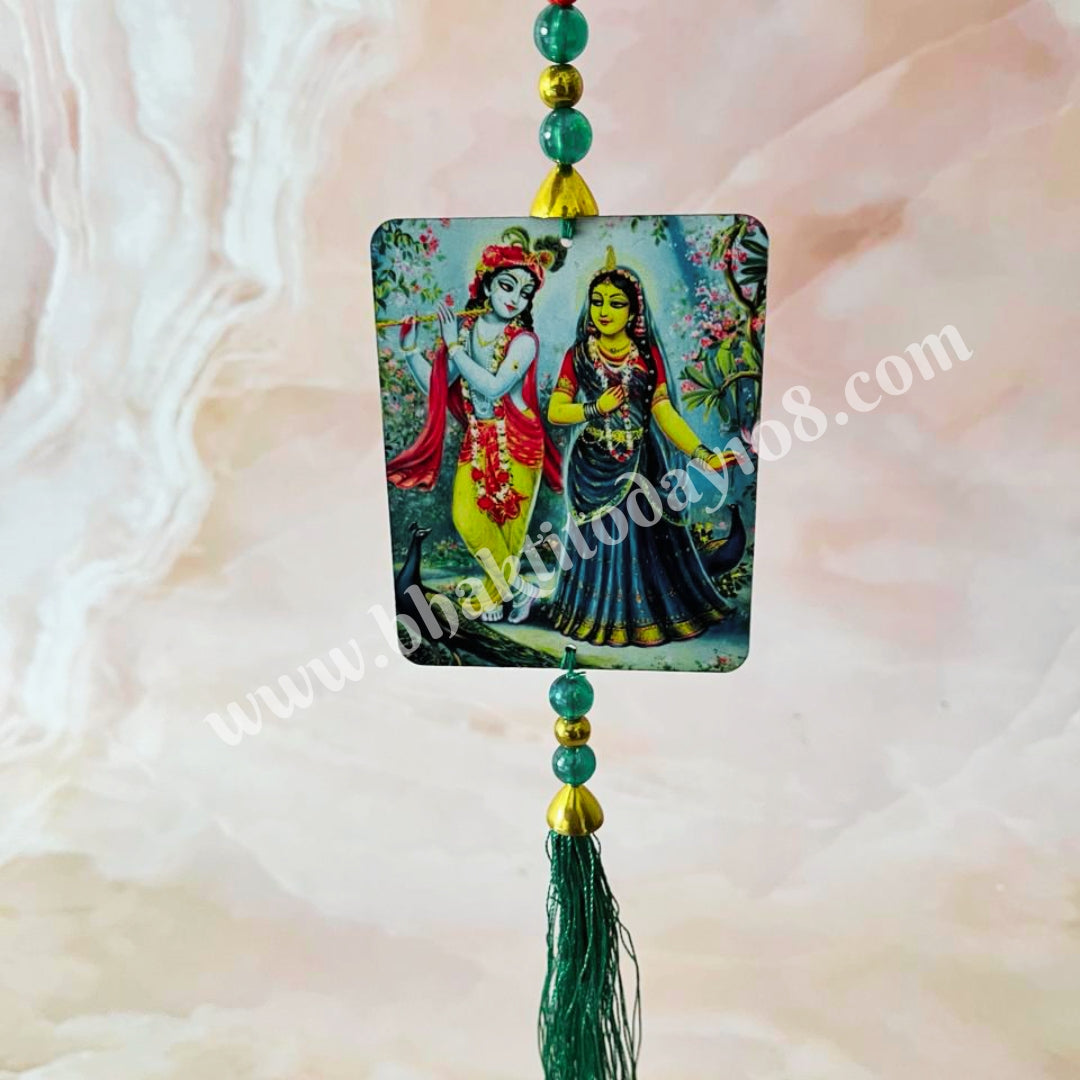 Assorted spiritual car and door hangings featuring various devotional designs, ideal for adding sacred charm and protection to your vehicle or home entrance.