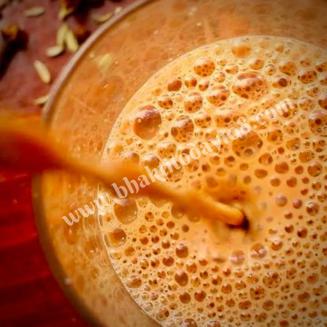 A packet of Brijwasi Chai, a caffeine-free herbal tea blend, labeled "Tea - Brijwasi Chai - NO Caffeine," ideal for a calming and natural beverage experience.