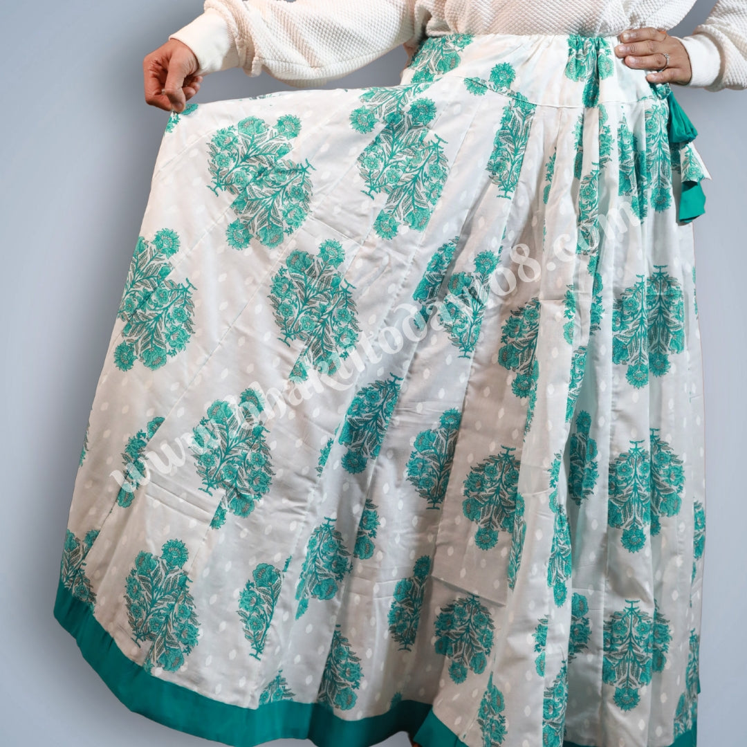 Cotton Gopi Skirt featuring a traditional, flowy design made from soft, breathable cotton fabric, perfect for comfortable, elegant wear with intricate patterns or embroidery.