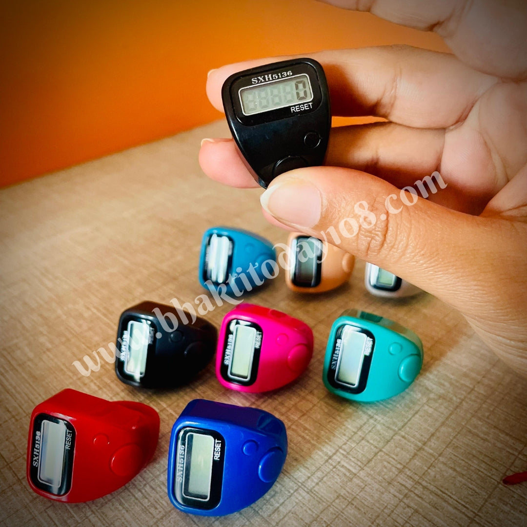 Digital finger tally counter for japa and meditation with adjustable strap and LED display