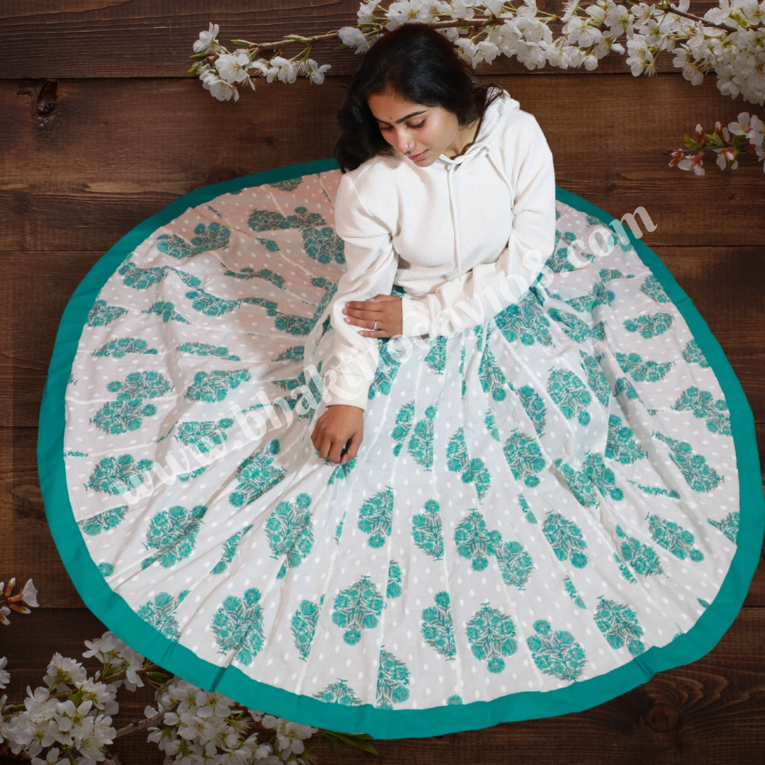 Cotton Gopi Skirt featuring a traditional, flowy design made from soft, breathable cotton fabric, perfect for comfortable, elegant wear with intricate patterns or embroidery.