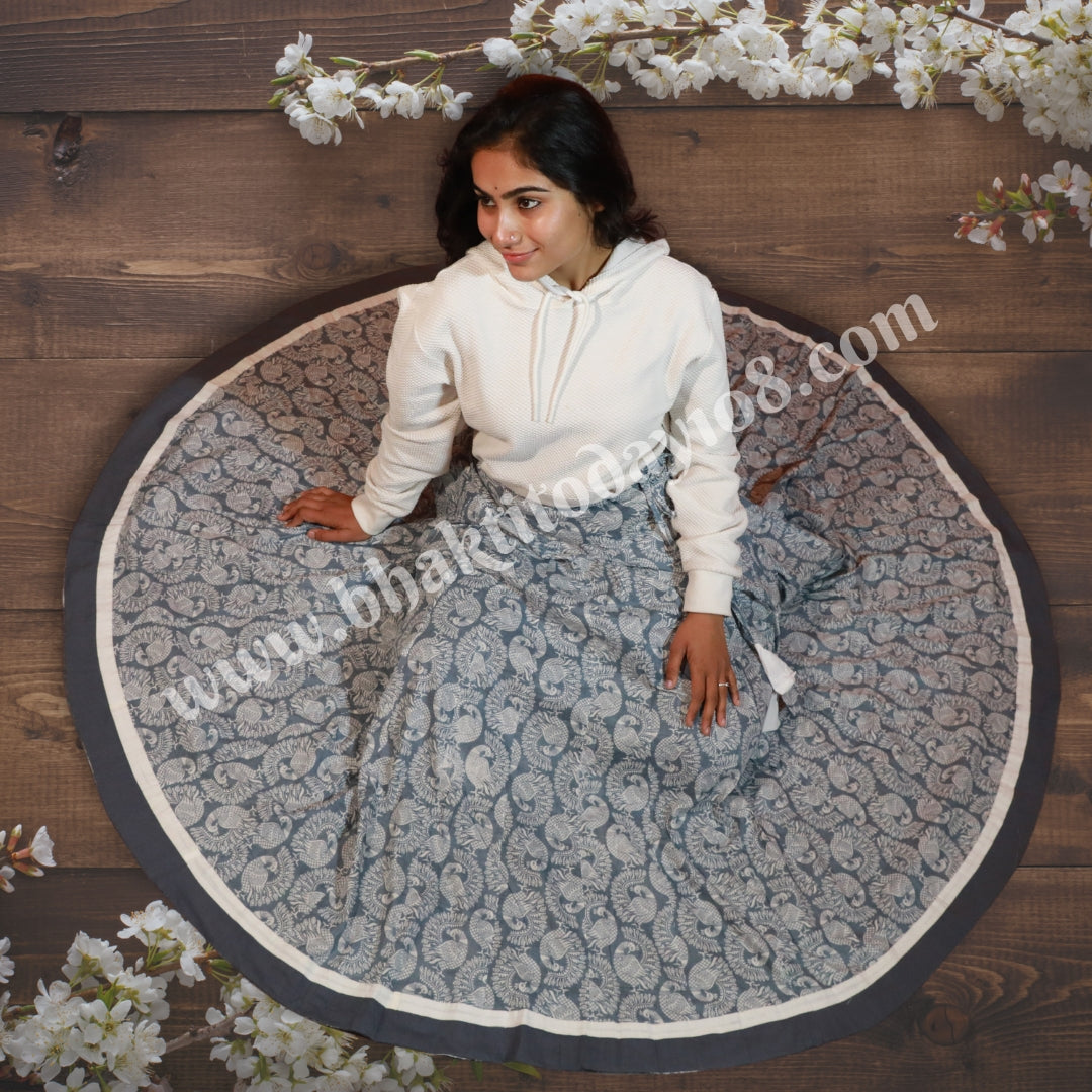 Cotton Gopi Skirt featuring a flowy, breathable cotton fabric with intricate traditional patterns, offering a comfortable and elegant look for both casual and festive occasions.