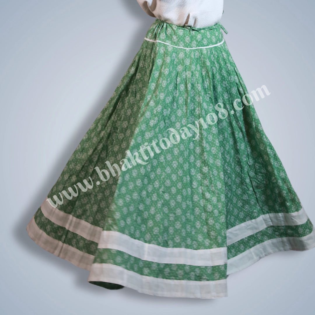 Cotton Gopi Skirt featuring a flowy, breathable cotton fabric with intricate traditional patterns, offering a comfortable and elegant look for both casual and festive occasions.