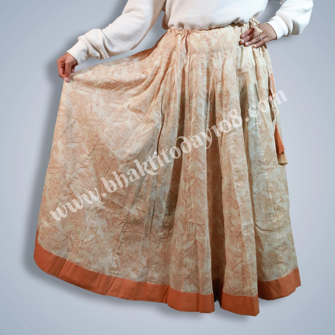 Classic Orange Gopi skirt in pure cotton fabric with decorative border – ideal for devotees and daily puja.