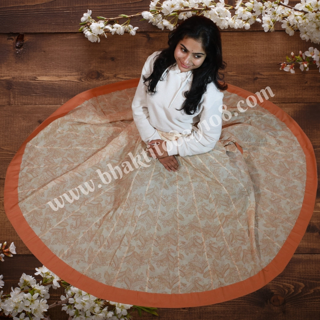 Classic Orange Gopi skirt in pure cotton fabric with decorative border – ideal for devotees and daily puja.
