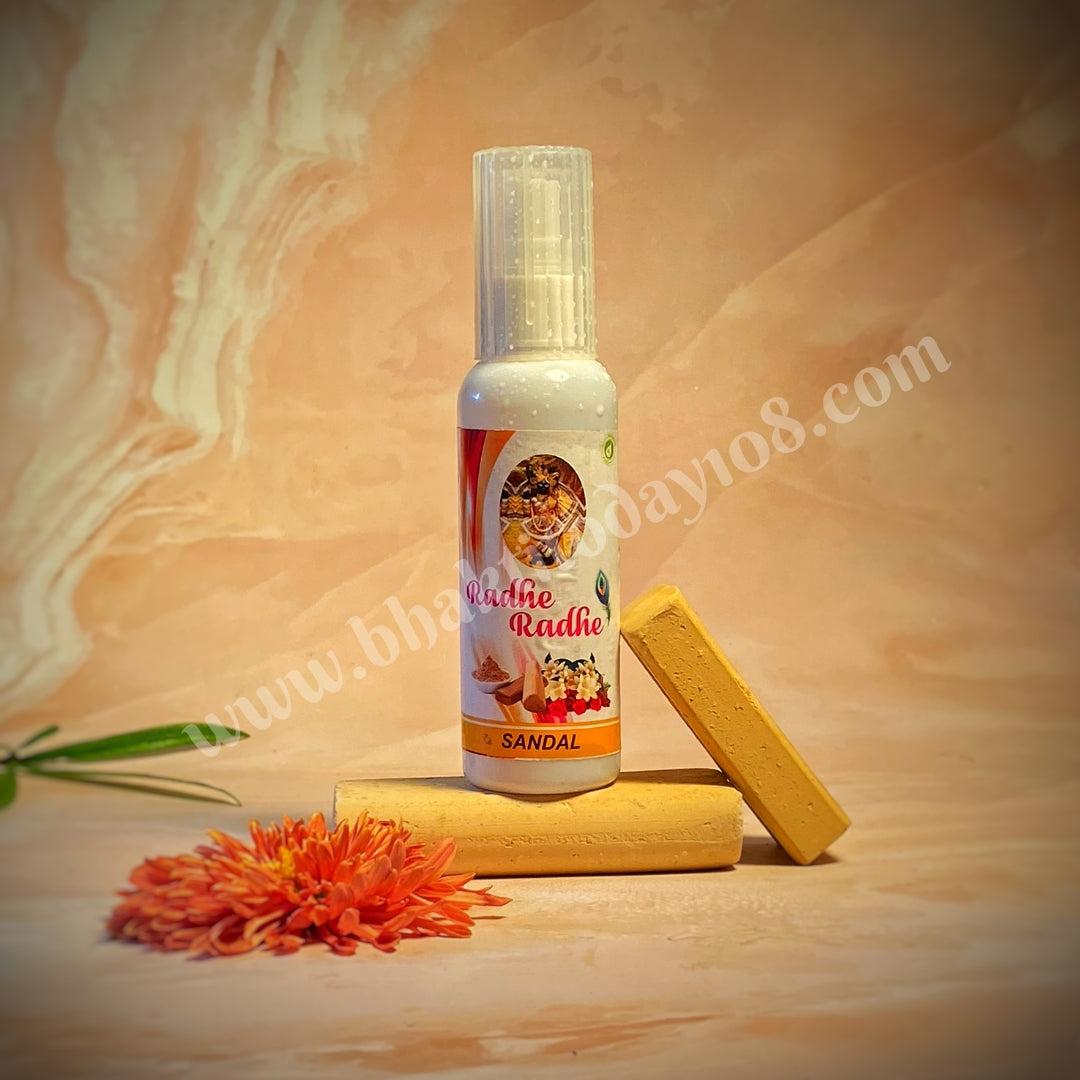 Positive Energy Spray - Sandal Air Freshener 100 ML. A natural air freshener infused with the calming fragrance of sandalwood, designed to uplift the atmosphere and create a serene environment. Ideal for spiritual spaces, homes, and offices.