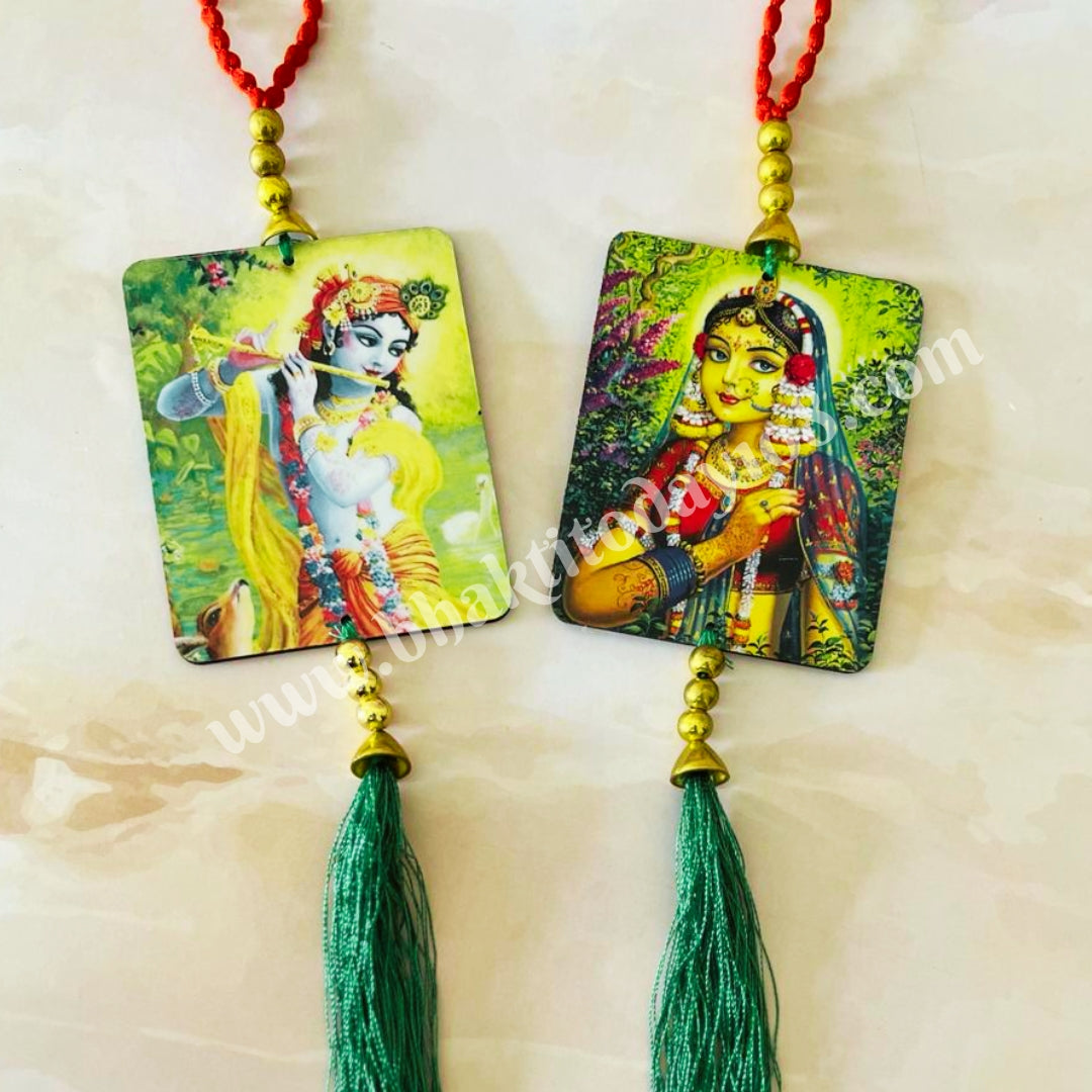 Assorted spiritual car and door hangings featuring various devotional designs, ideal for adding sacred charm and protection to your vehicle or home entrance.