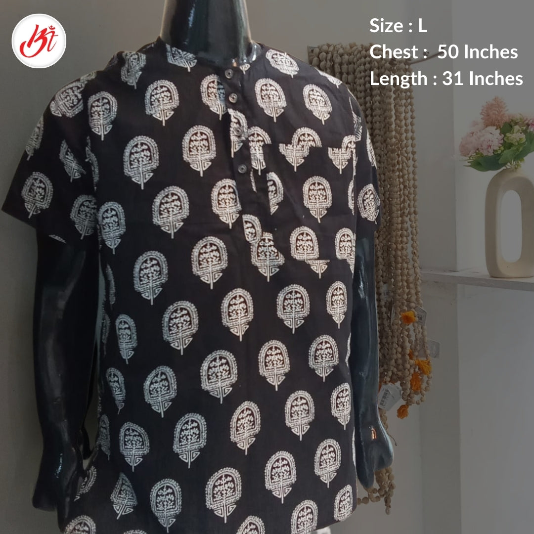 Cotton Printed Kurta featuring traditional floral motifs on soft breathable fabric, perfect for casual and festive wear.