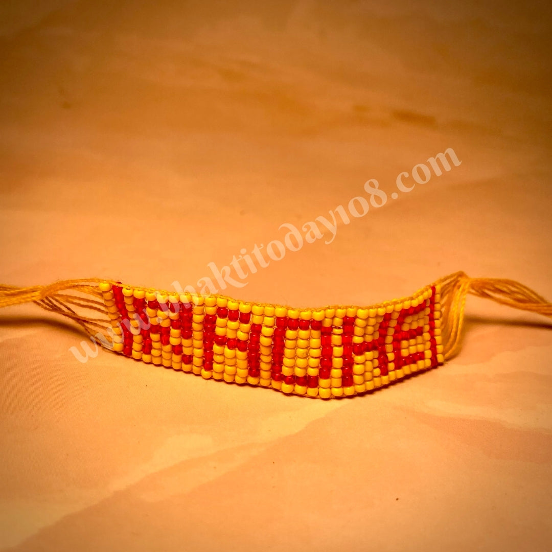 Radha Naam handband bracelet with devotional design – spiritual wrist accessory for chanting, daily wear, and expressing love for Srimati Radharani.