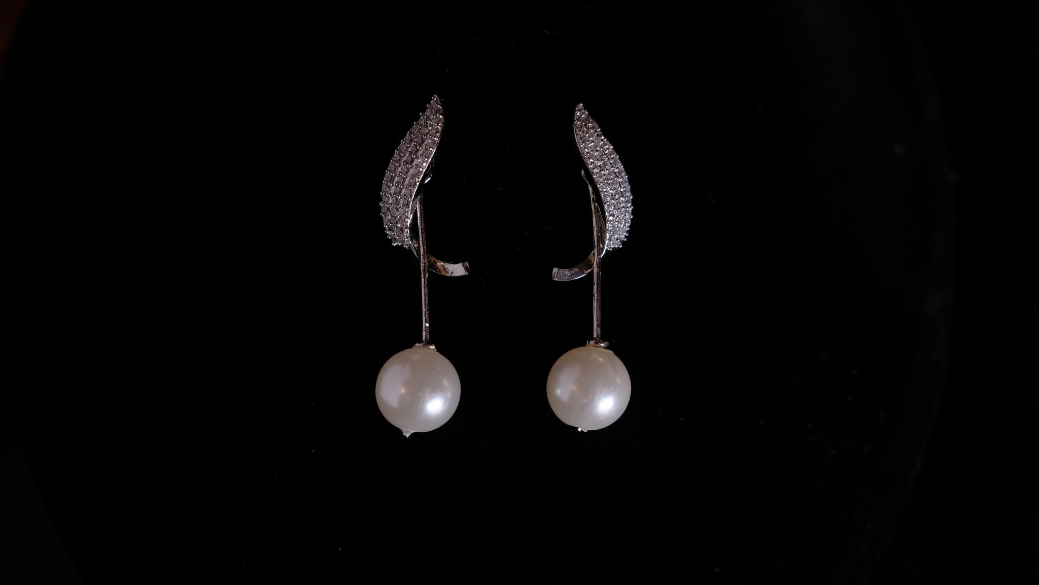 Elegant Zircon & Pearl Dangle Earrings
