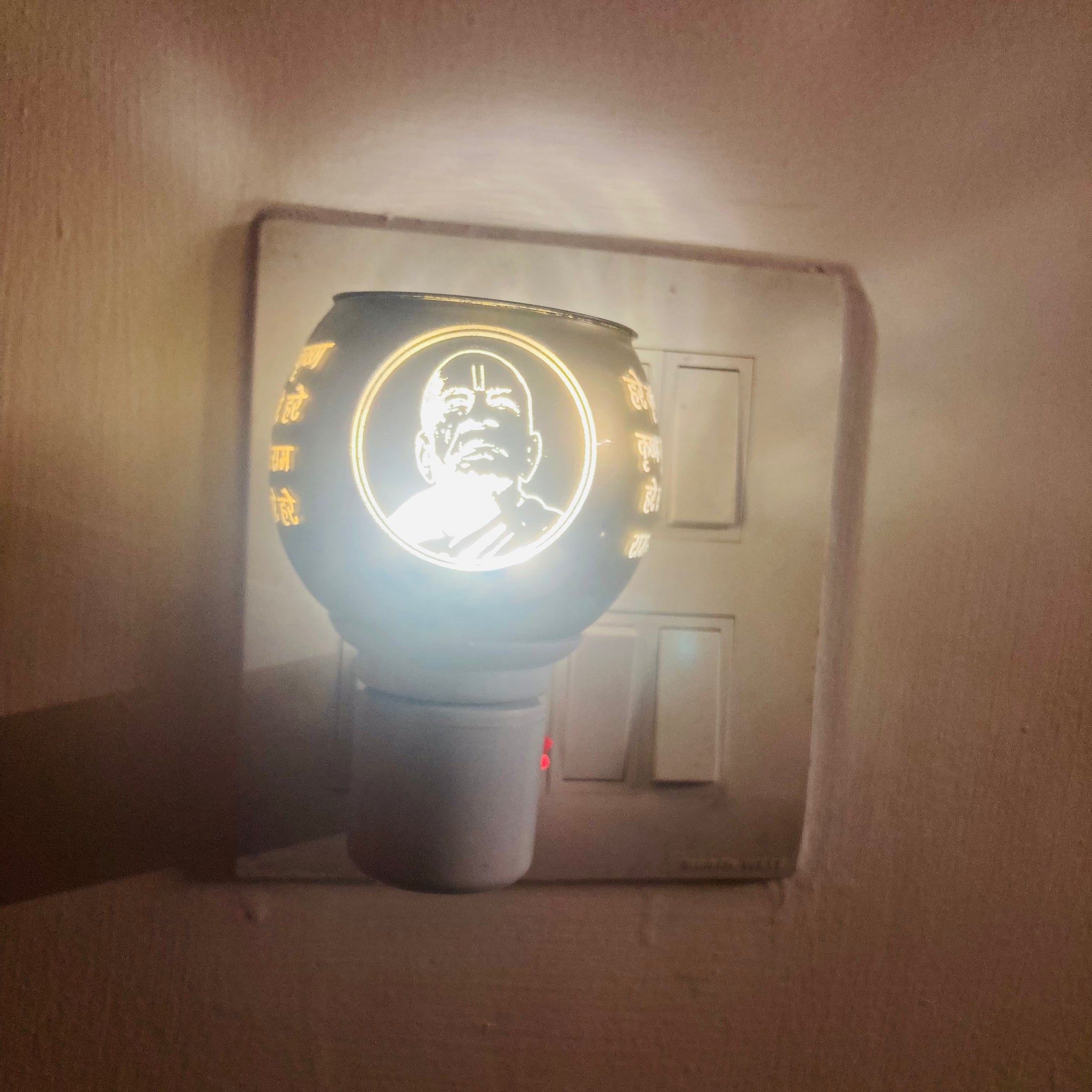 Multi-purpose night lamp with built-in camphor burner (Kapoor Daani), designed for gentle lighting and aromatic diffusion of camphor or essential oils.