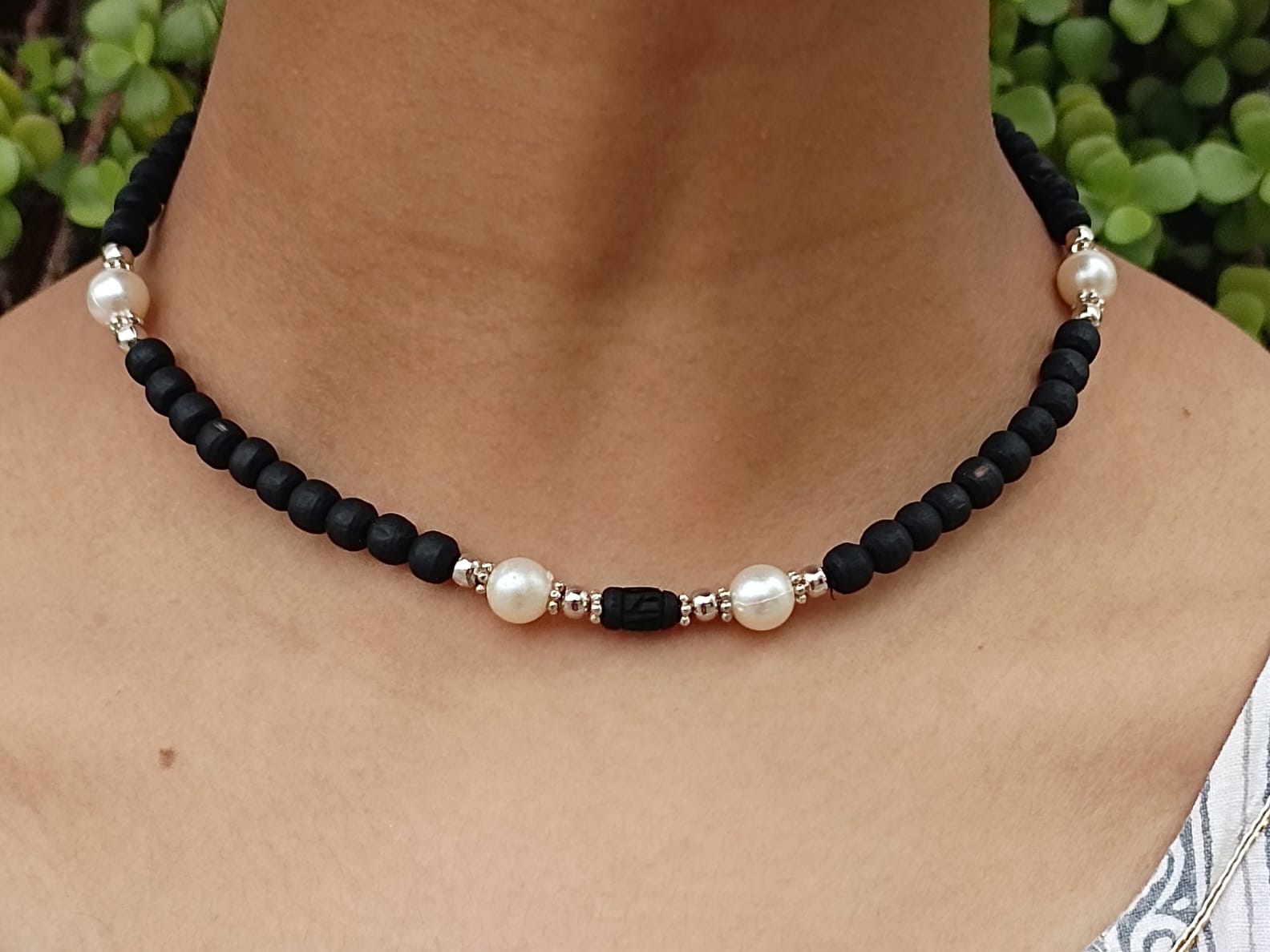 Shyam Tulsi Kanthi Mala handcrafted with pure Tulsi beads from Vrindavan, featuring carved Radha's name on each bead – a divine spiritual necklace for devotion and protection.