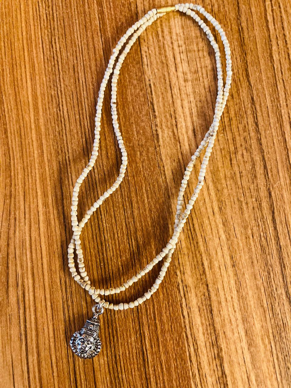 Handcrafted Narasimha Tulsi Mala with pure Vrindavan Tulsi beads and Mayapur Narasimha locket – a spiritual necklace for protection, courage, and devotion.
