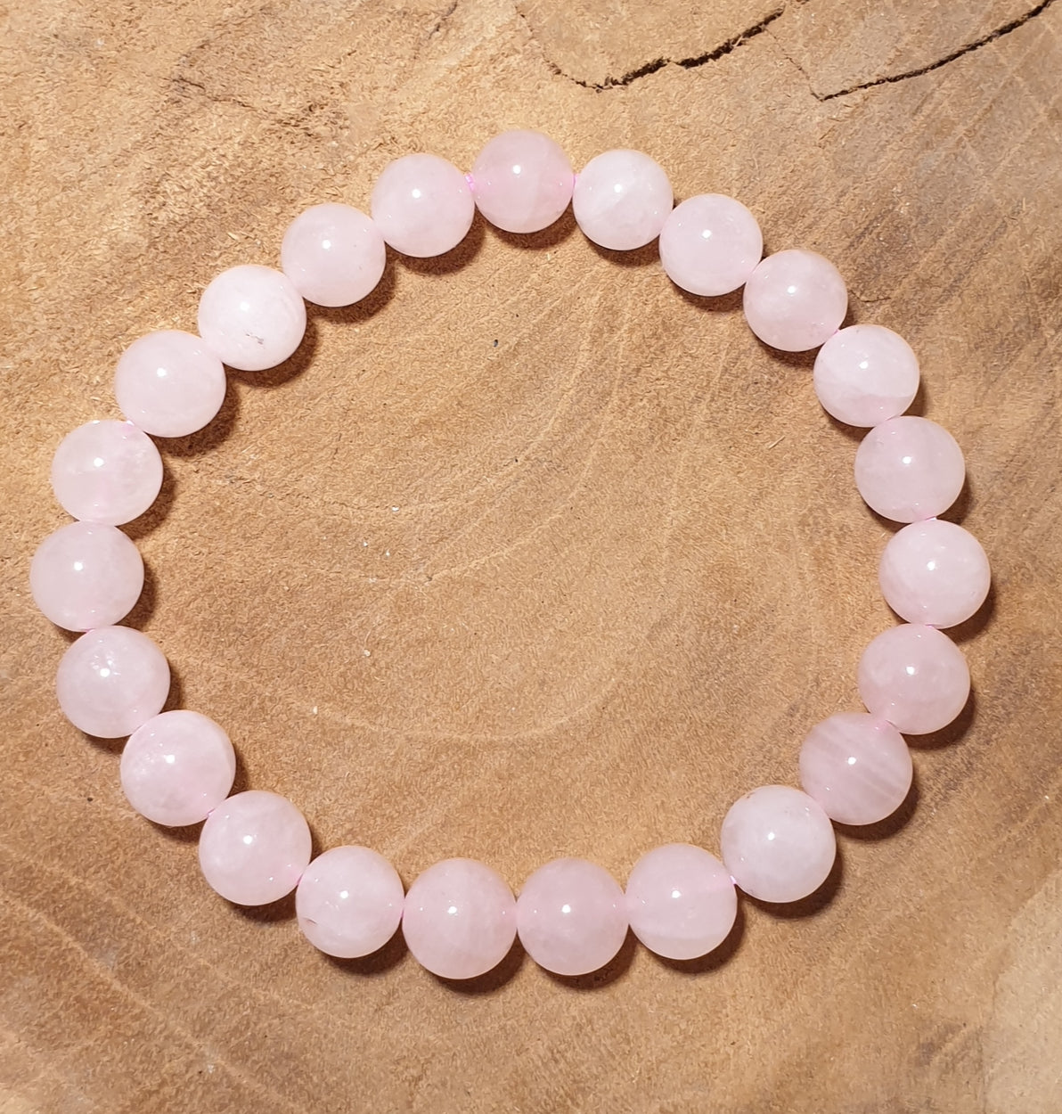 Rose Quartz crystal bracelet for love, self-love, and emotional healing – elegant stretchable gemstone jewelry for daily wear and spiritual energy.