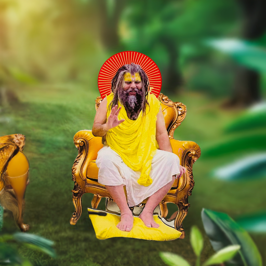 Elegant MDF board cutout sticker featuring the image of Premanand Maharaj Ji, perfect for spiritual decoration or as a devotional piece for home or pooja spaces.