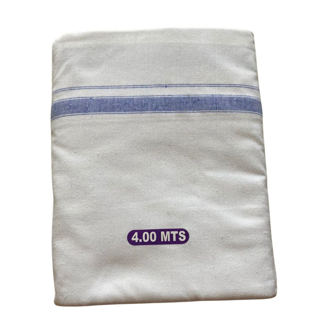 Traditional men's cotton dhoti made from soft, breathable fabric, featuring a simple and elegant design ideal for religious ceremonies, festivals, or everyday ethnic wear.
