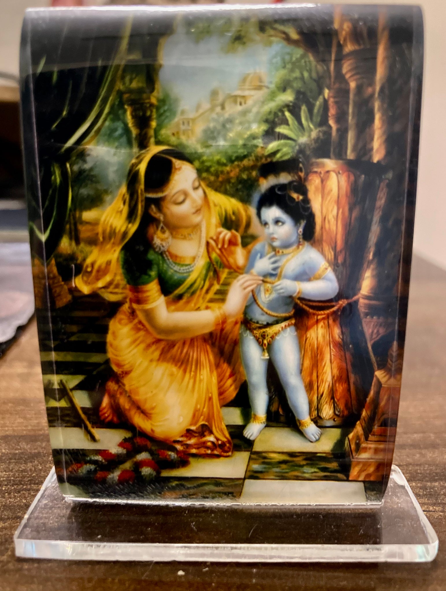 Radha Damodar Acrylic picture stand (Office table/Cars/ altar)