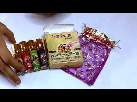 Nitya Seva Attar Perfume Set of 4 – Non-alcoholic fragrances Bela, Gulab, Chandan, Bageecha for deity and personal use
