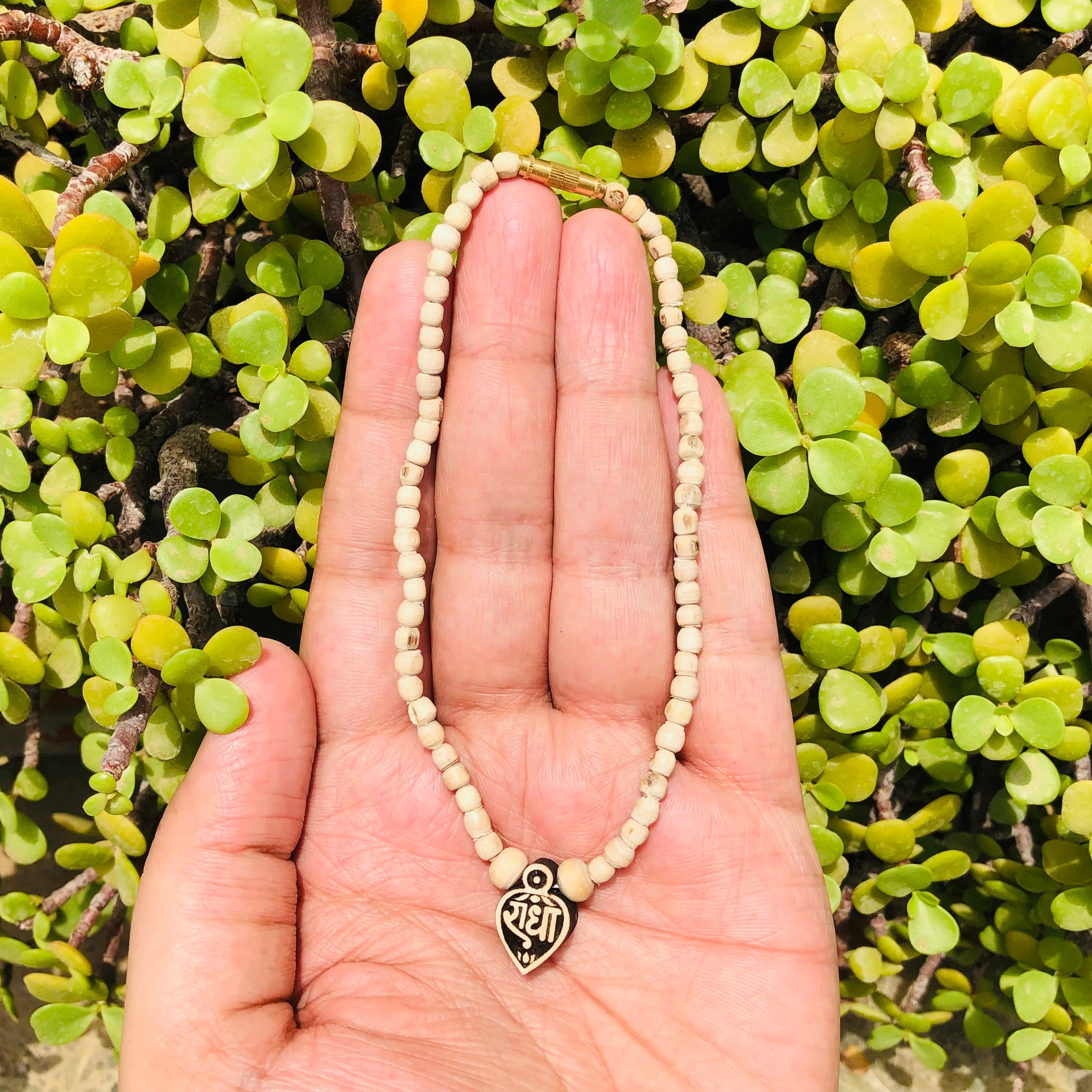 Pure Tulsi necklace for Radha Krishna deities, handcrafted for spiritual devotion and divine blessings. Perfect for Deity decoration.