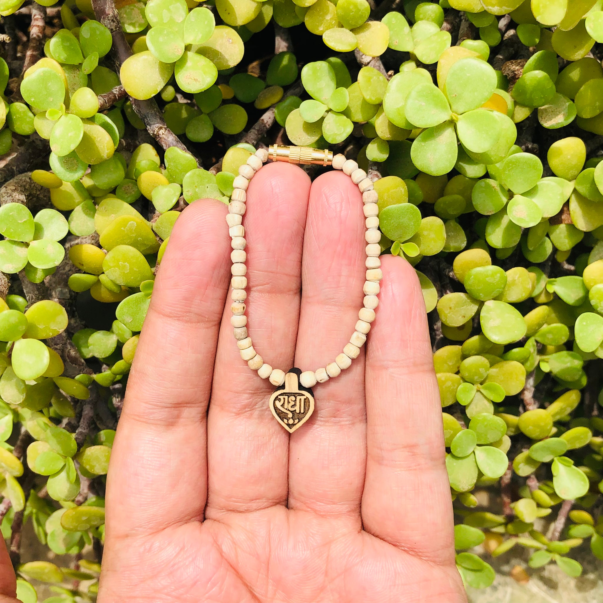 Pure Tulsi necklace for Radha Krishna deities, handcrafted for spiritual devotion and divine blessings. Perfect for Deity decoration.